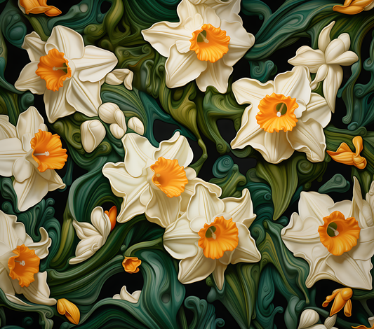 3D Narcissus - December Birth Flower Tumbler Wrap (PNG) - Free Digital Image