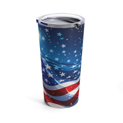 American Flag with Stars in Sky Tumbler 20oz