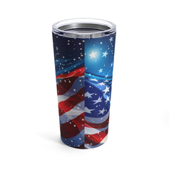 American Flag with Stars in Sky Tumbler 20oz