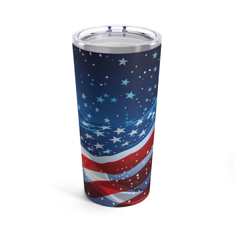 American Flag with Stars in Sky Tumbler 20oz