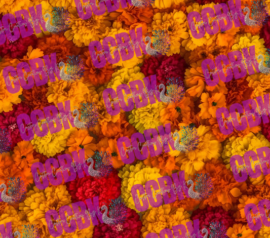 3D Marigold - October Birth Flower Tumbler Wrap (PNG) - Digital Image