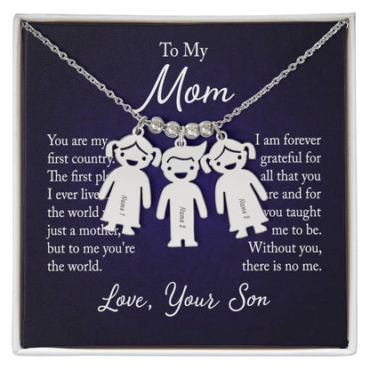 From Your Son or Daughter - Love You Mom Charm Necklace