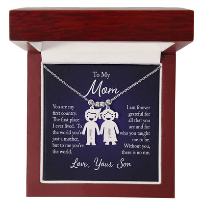 From Your Son or Daughter - Love You Mom Charm Necklace