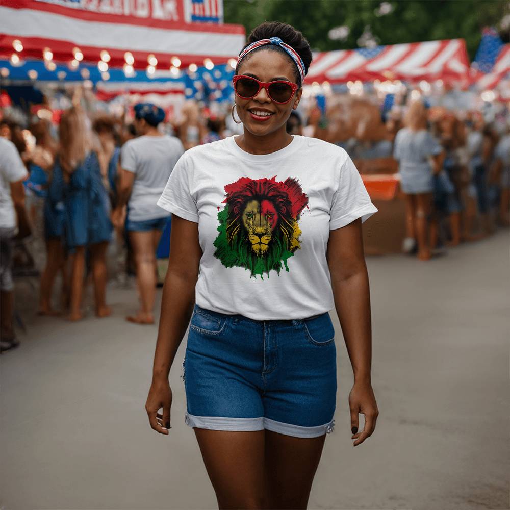 Red, Black, and Green - Lion T-shirt