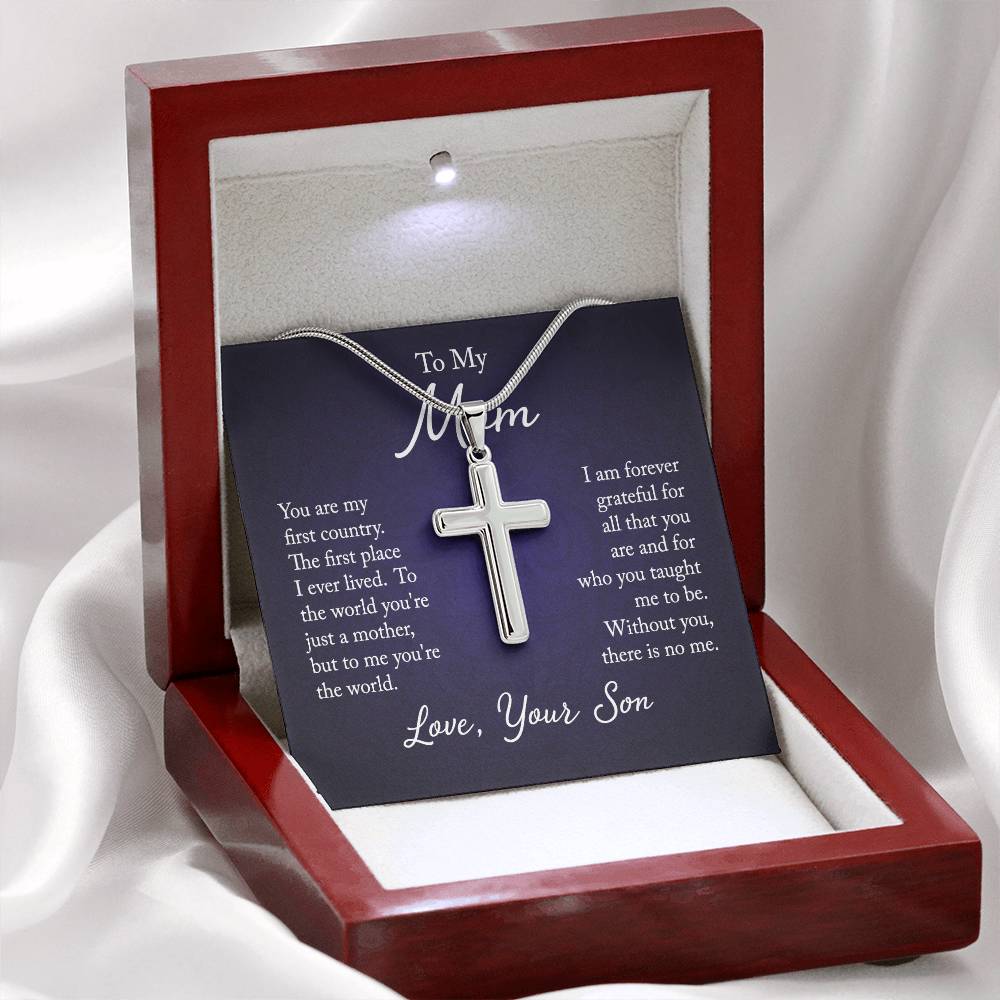 To My Mom - Love Your Son Stainless Steel Cross