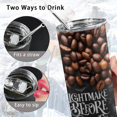 Coffee Themed 20oz Tumbler 20oz Tall Skinny Tumbler with Lid and Straw