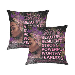 She is...Pillow Linen Zippered Pillowcase 18"x18"(Two Sides&Pack of 2)