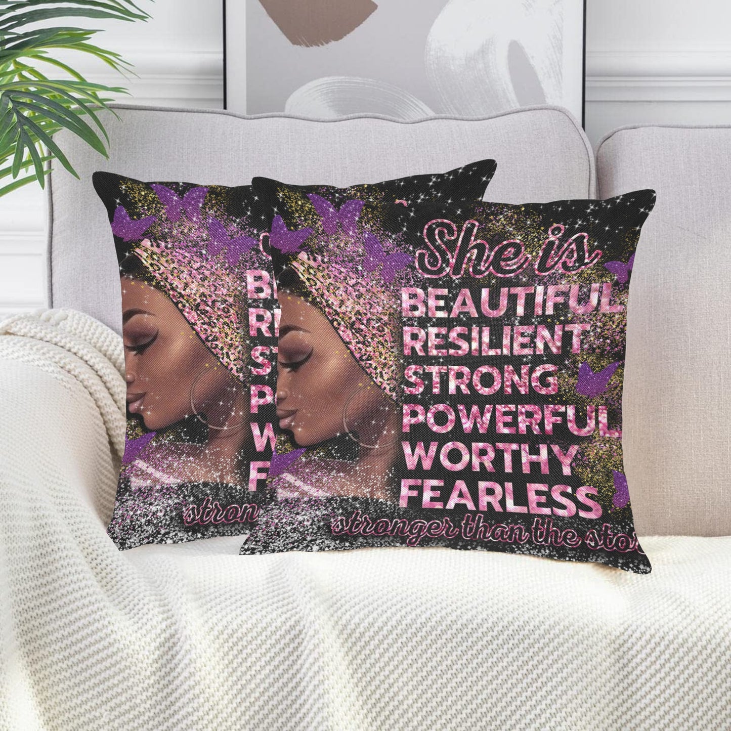 Customized Pillow Linen Zippered Pillowcase 18"x18"(Two Sides&Pack of 2)