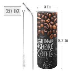 Coffee Themed 20oz Tumbler 20oz Tall Skinny Tumbler with Lid and Straw